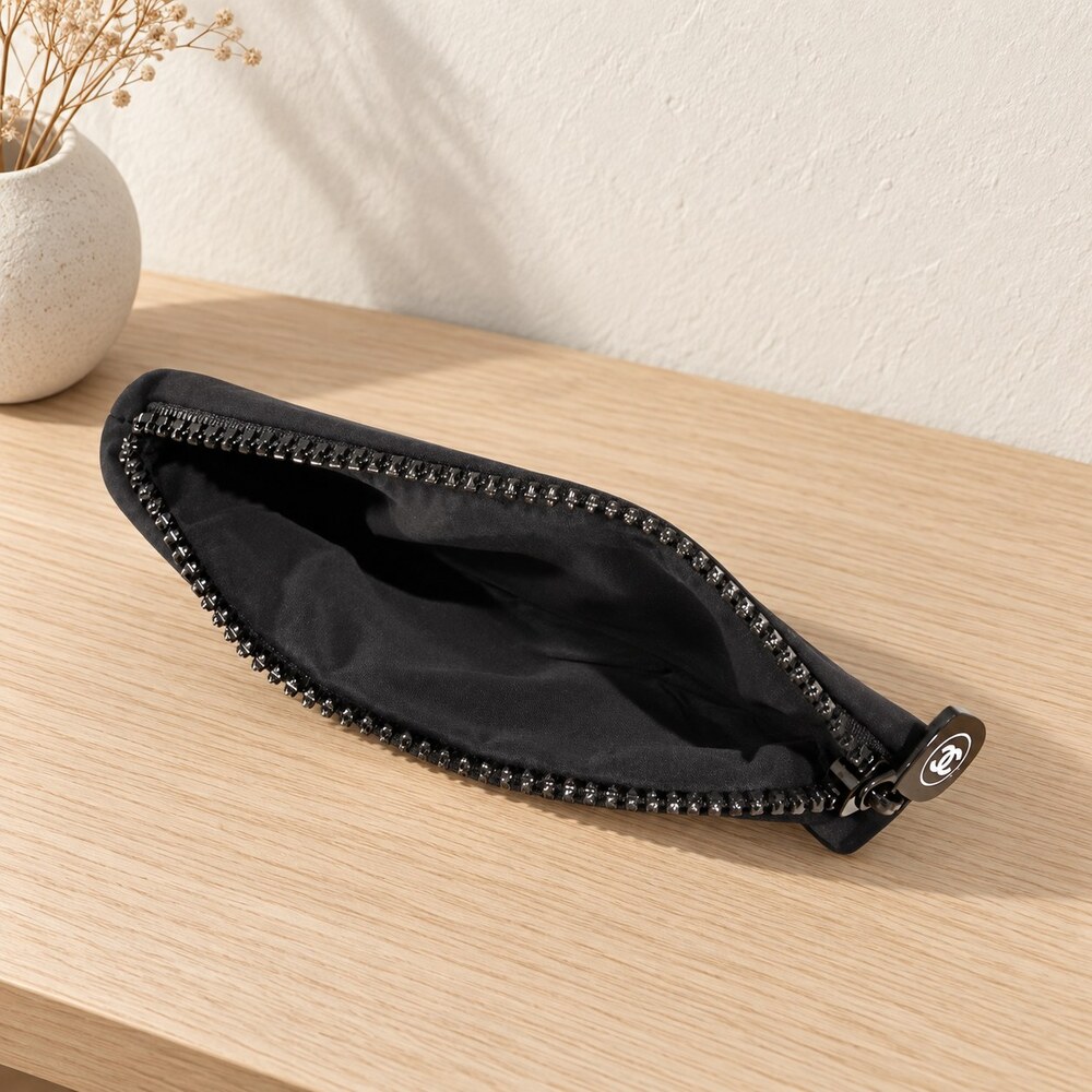 Chanel Black Zip Cosmetic Pouch | Vanity Accessory - Picture 2 of 6